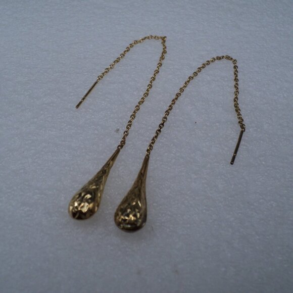 Thread YG over sterling silver earrings 4" POS184 - Picture 1 of 3